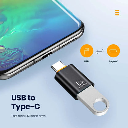 Adaptador OTG USB 3.0 10A para Type-C, USB Fêmea para Type-C Macho, Carregamento Rápido, OTG USB C para Xiaomi, Samsung, Laptop, PC