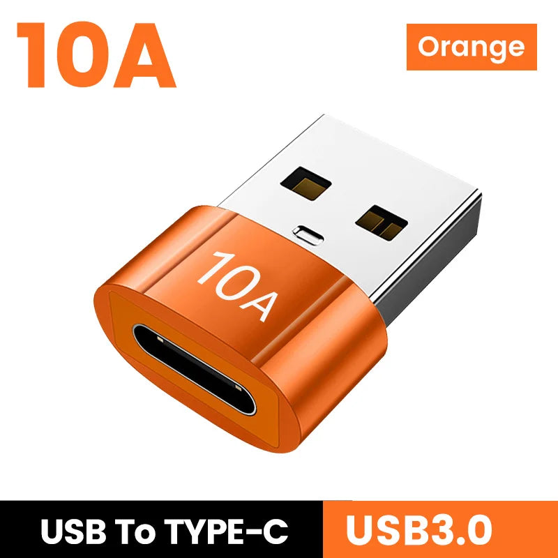 Adaptador OTG USB 3.0 10A para Type-C, USB Fêmea para Type-C Macho, Carregamento Rápido, OTG USB C para Xiaomi, Samsung, Laptop, PC