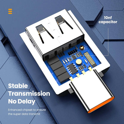 Adaptador OTG USB 3.0 10A para Type-C, USB Fêmea para Type-C Macho, Carregamento Rápido, OTG USB C para Xiaomi, Samsung, Laptop, PC